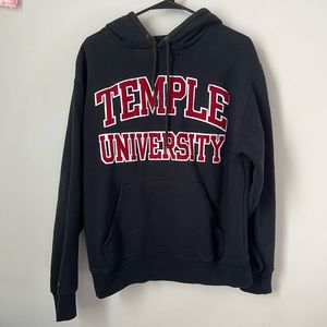 TEMPLE UNIVERSITY! Black hoodie with retro varsity letters.